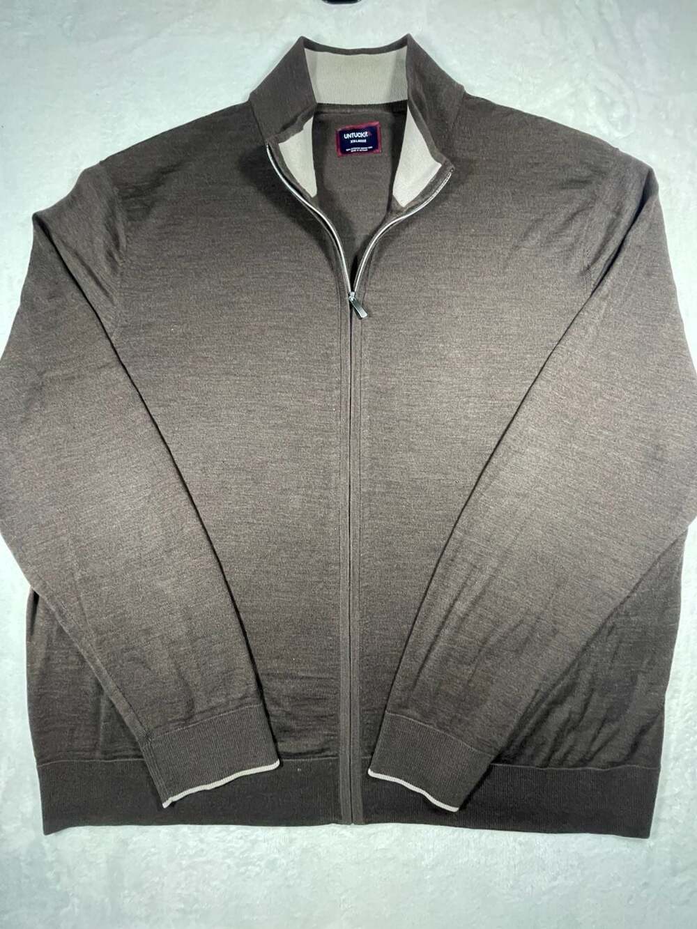 UNTUCKit Brown 100% Extrafine Merino Wool Full-Zip Cardigan Sweater XX-Large